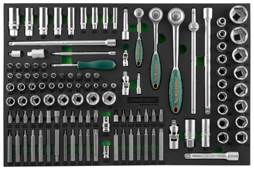 Набор торцевых головок 1/4"DR, 3/8"DR, 1/2"DR с приводами, 81 предмет, вставок-бит, 40 предметов в E 2