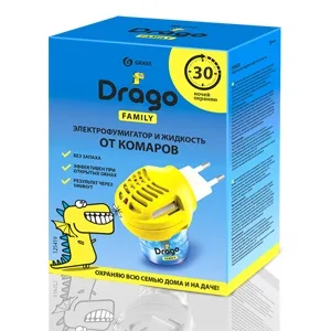 Drago Средство инсектицидное "Жидкость от комаров". Комплект: электрофумигатор + жидкость от комаров 2