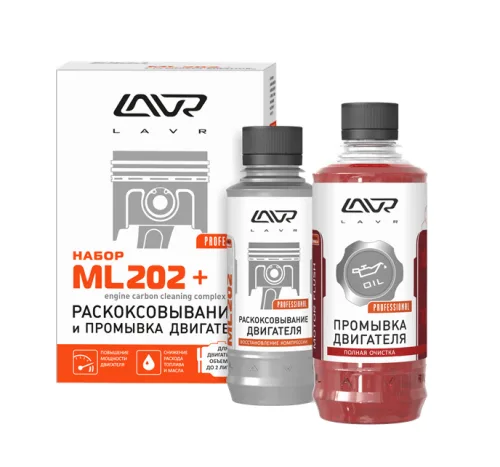Набор: Раскоксовывание LAVR ML202 Anti Coks+Промывка двигателя Motor Flush комплект 185мл/330мл 2