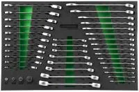 Набор трещоточных с реверсом комбинированных ключей и 1/4"DR, 3/8"DR, 1/2"DR адаптеров
